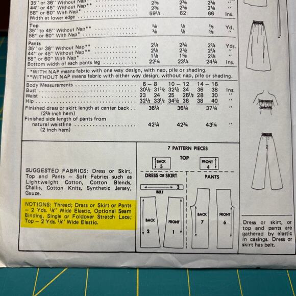Vtg 1976 McCalls 5077 Cut Complete Pattern Ms Petite 6-8 Dress Skirt Top Pants - Picture 4 of 6
